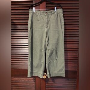 Olive Green Wide Leg Cropped Pants